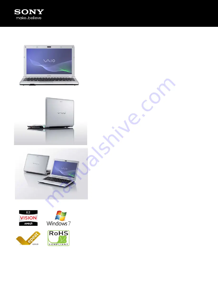 Sony VAIO VPCYB35KX/S Specifications Download Page 1