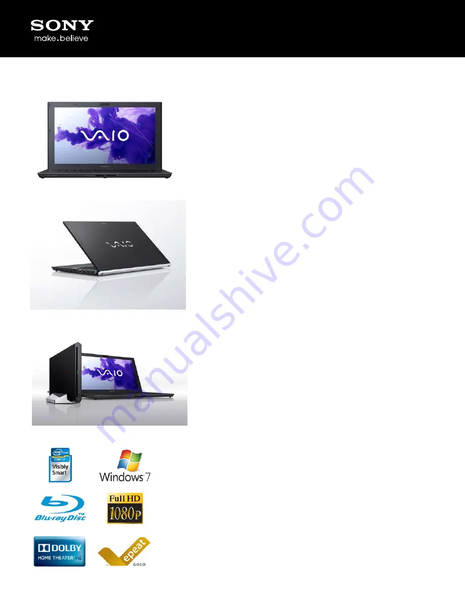 Sony VAIO VPCZ22SHX/X Specifications Download Page 1