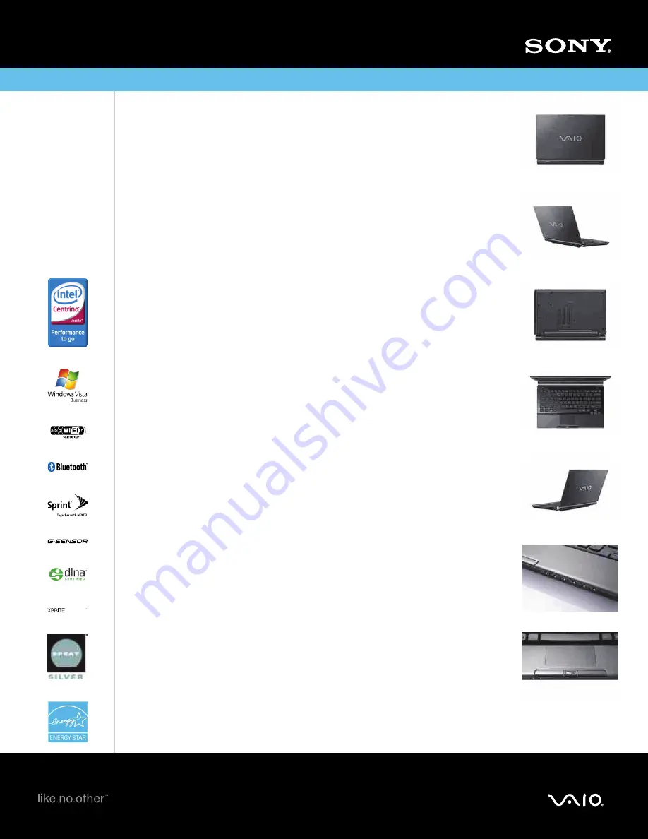 Sony VGN-TZ350N/B Specifications Download Page 1