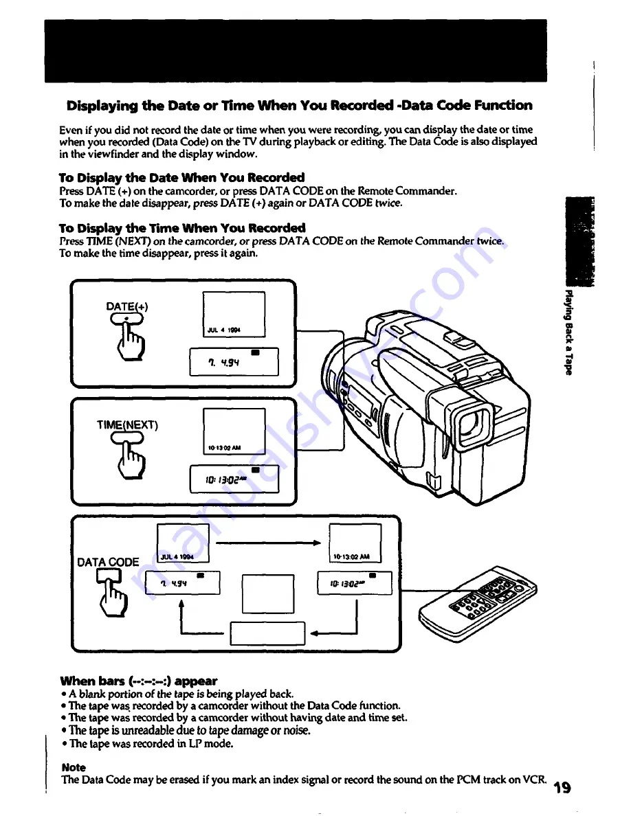 Sony video Hi8 Handycam CCD-TR700 Скачать руководство пользователя страница 19