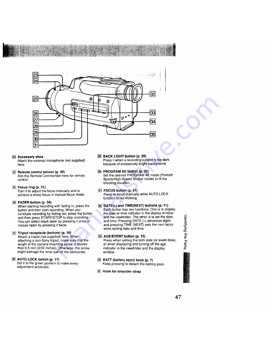 Sony Video8 Handycam CCD-FX620 Operation Manual Download Page 47