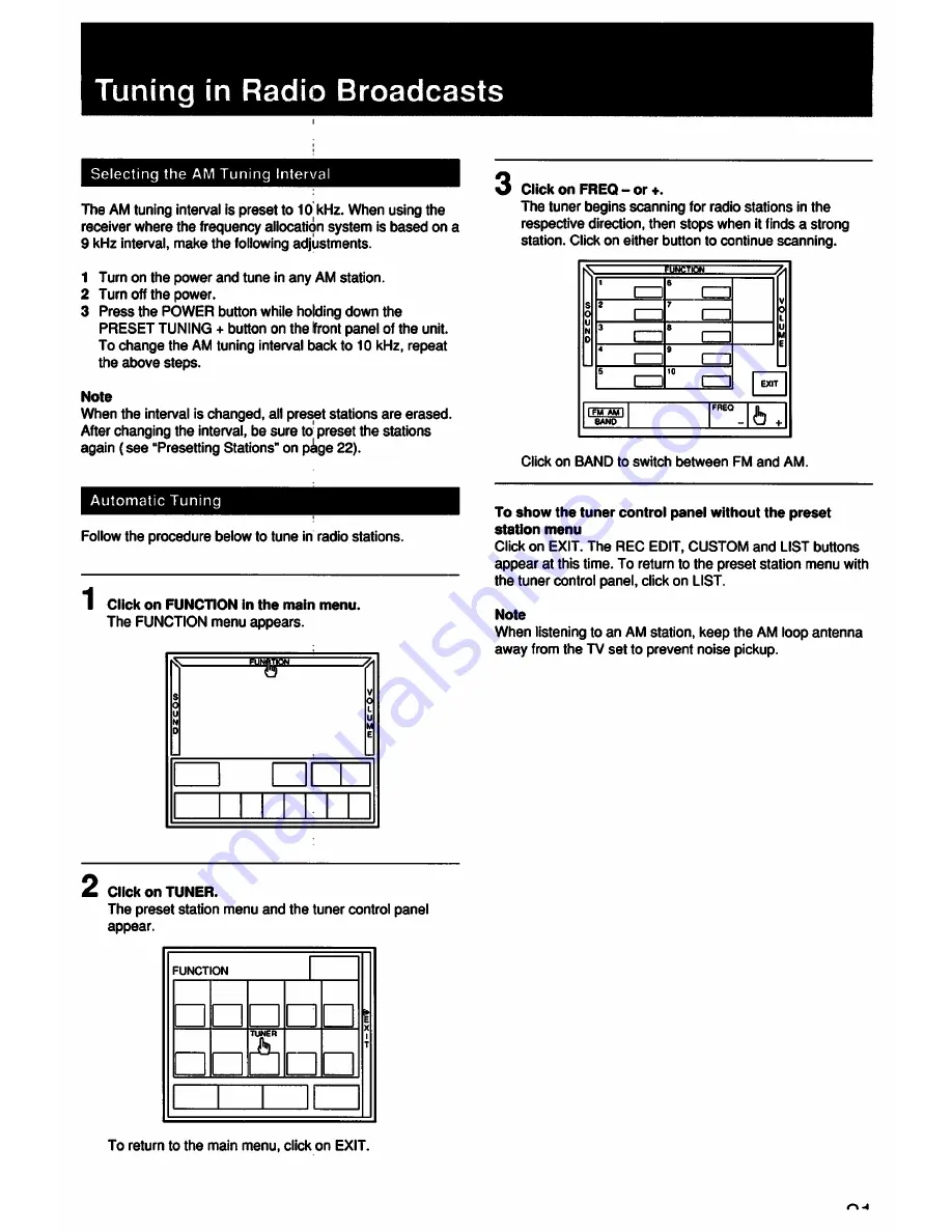 Sony Vision Touch STR-G1ES Operating Instructions Manual Download Page 21