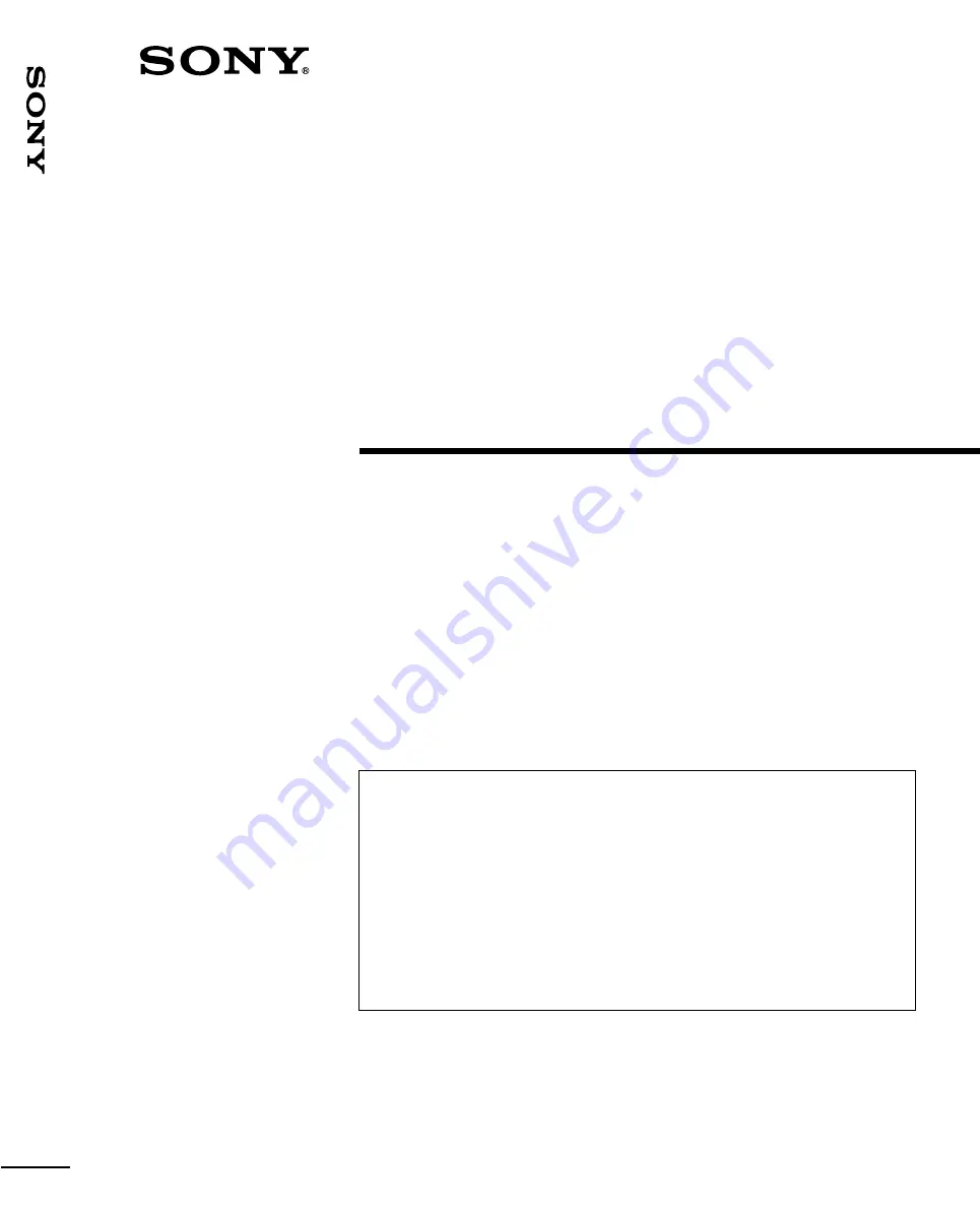 Sony VPH-D50Q Installation Manual Download Page 1