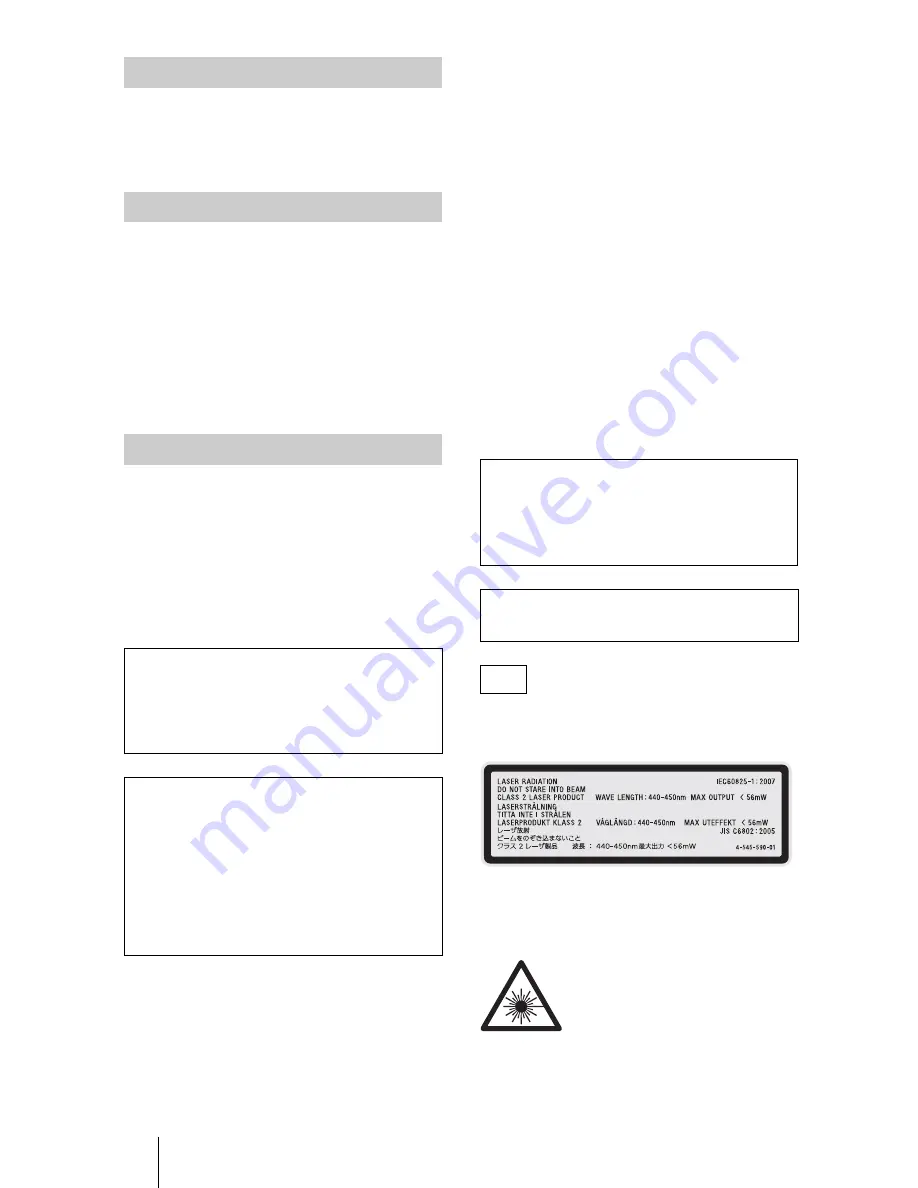 Sony VPL-FHZ700L Quick Reference Manual Download Page 10