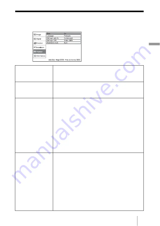 Sony VPL-V W100 Operating Instructions Manual Download Page 137