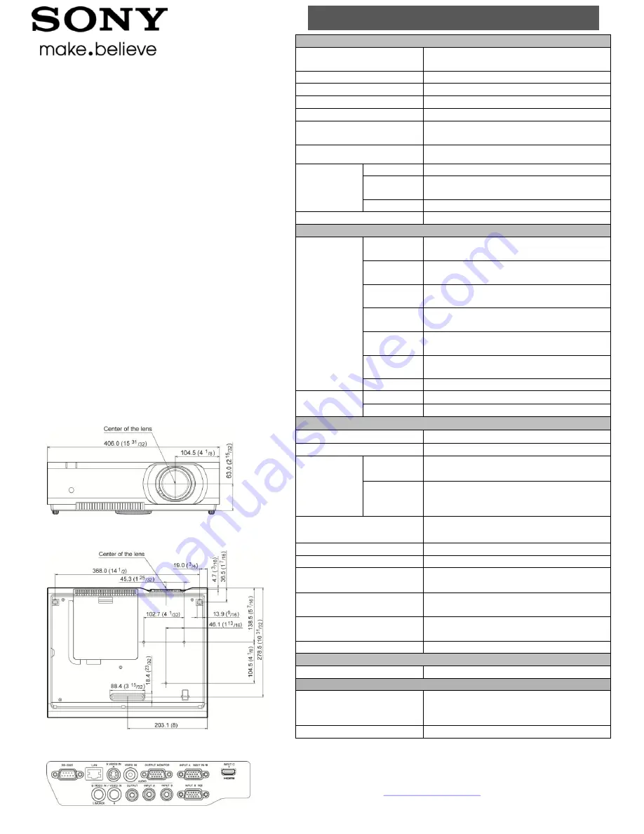 Sony VPLCX275 Service Parts Download Page 1