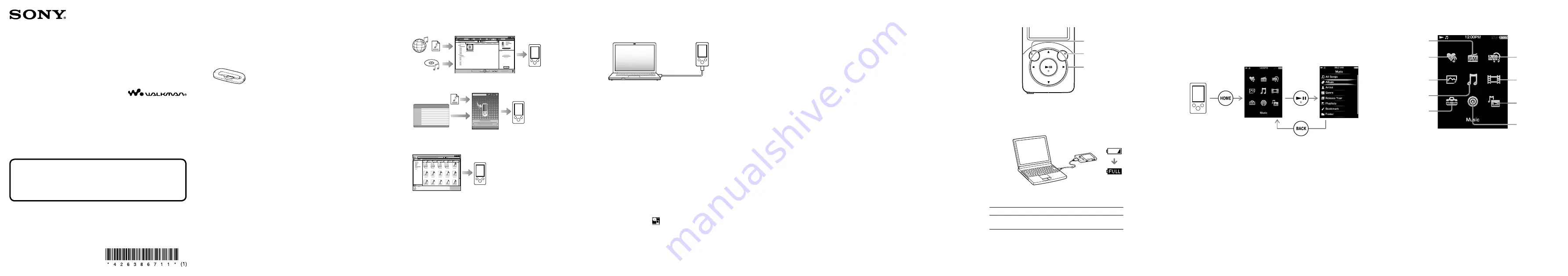 Sony Walkman NWZ-S754 Quick Start Manual Download Page 1