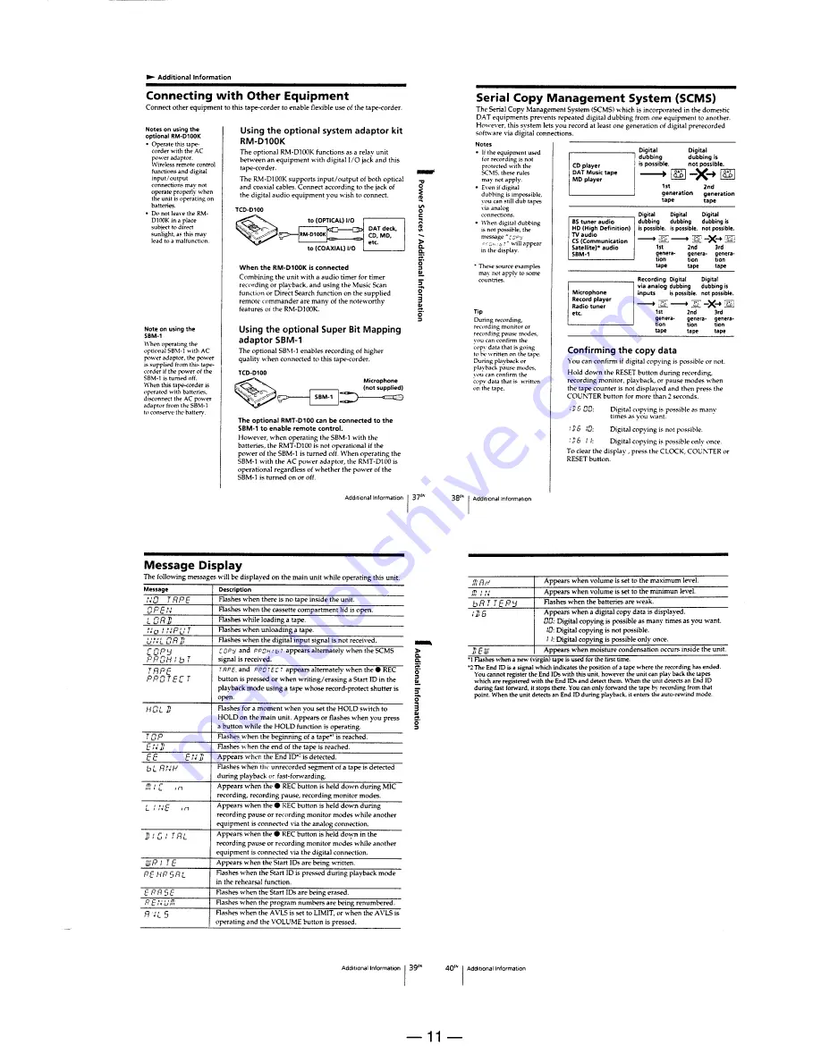 Sony Walkman TCD-D100 Service Manual Download Page 11