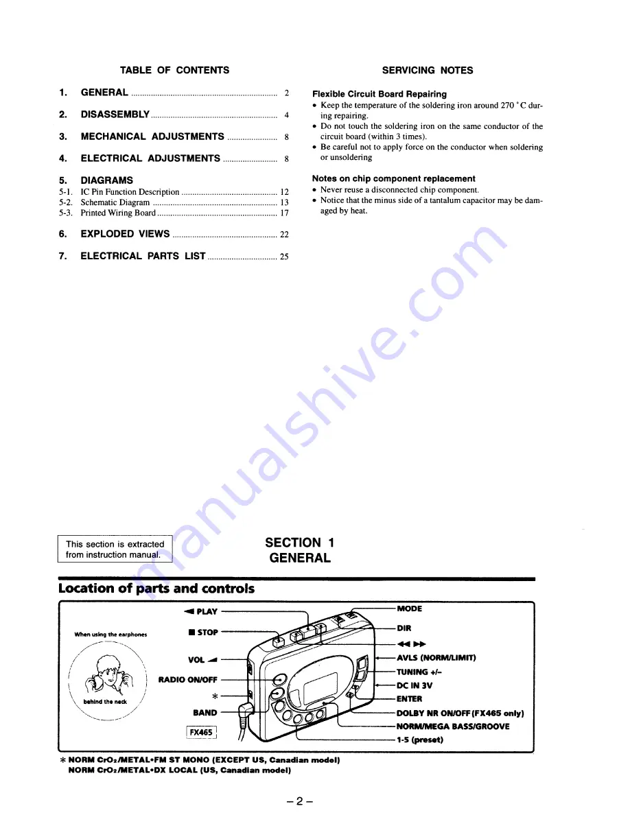 Sony Walkman WM-FX463 Service Manual Download Page 2