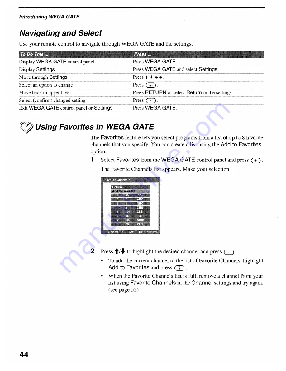 Sony WEGA KLV-S19A10 Operating Instructions Manual Download Page 44