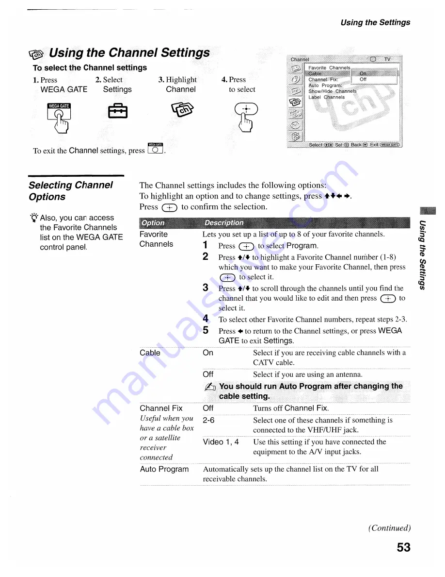 Sony WEGA KLV-S19A10 Operating Instructions Manual Download Page 53