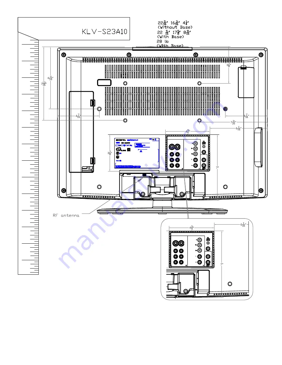 Sony WEGA KLV-S23A10 Dimensions Download Page 2