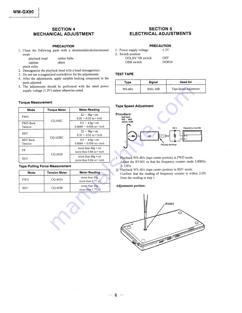 Sony WM-GX90 Service Manual Download Page 6