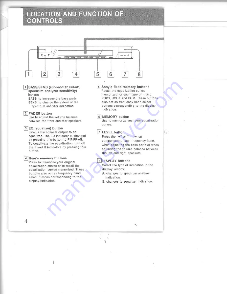 Sony XE-8 - Graphic Equalizer Operating Instructions Manual Download Page 4