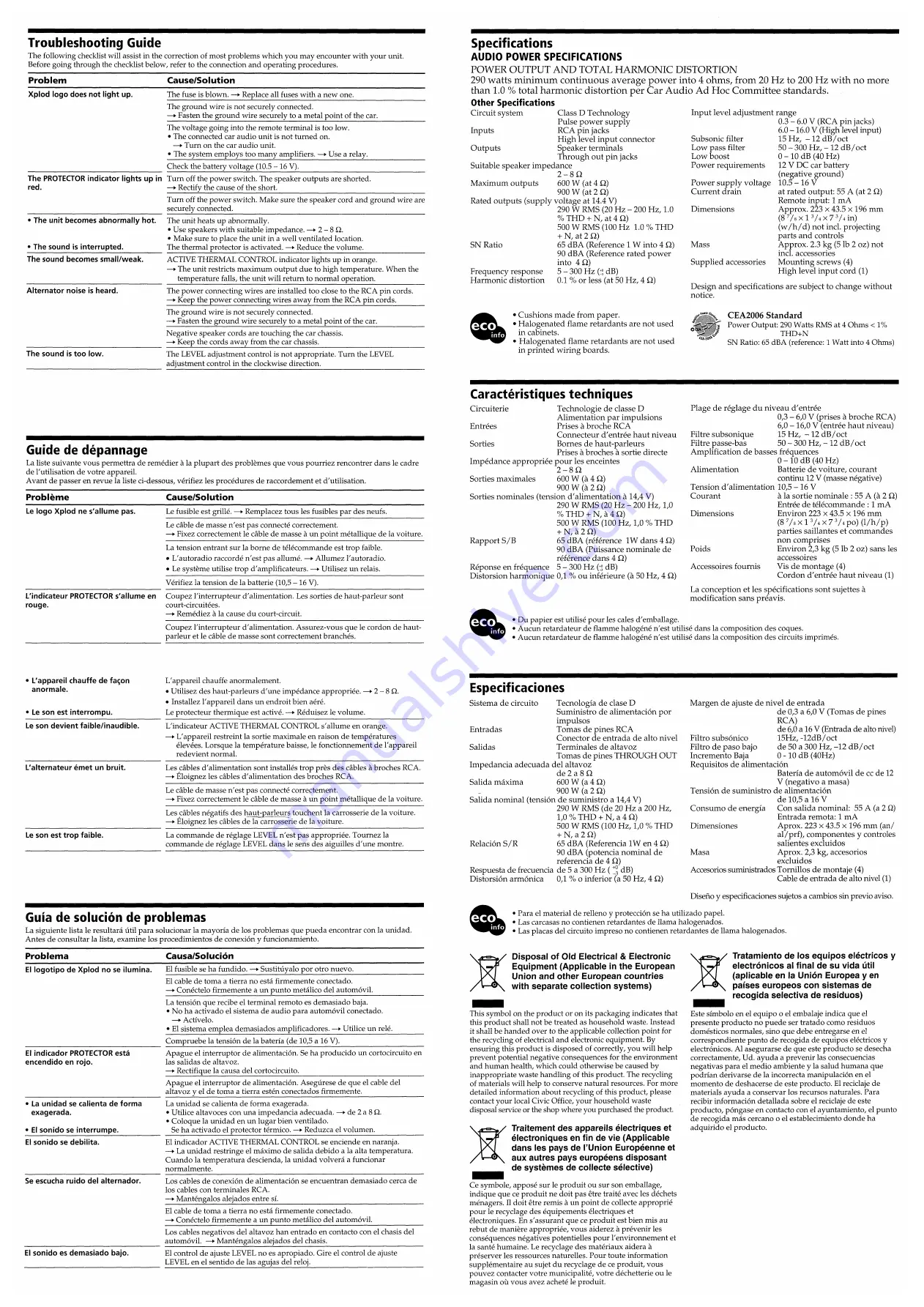 Sony XM-1S Operating Instructions Manual Download Page 7