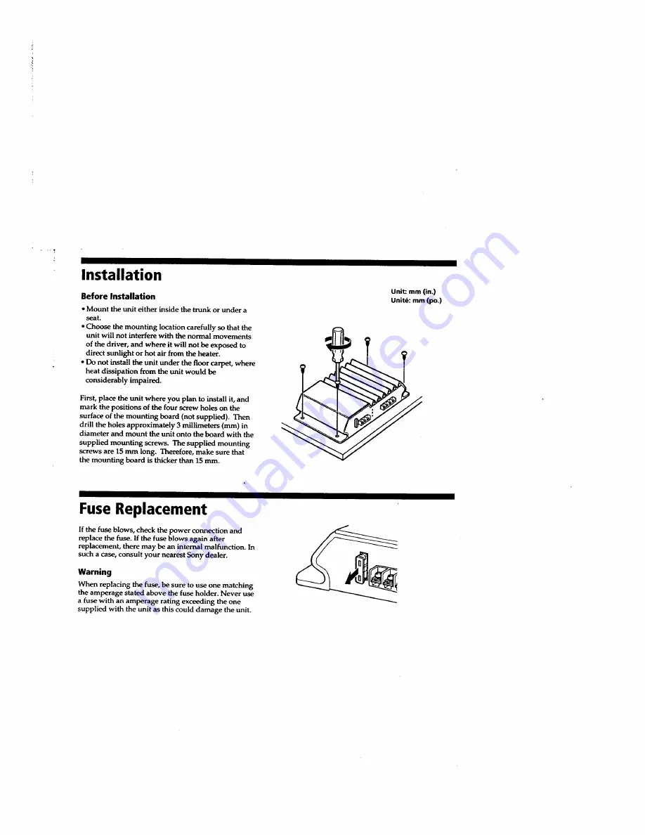 Sony XM-255EX Primary Operating Instructions Manual Download Page 11