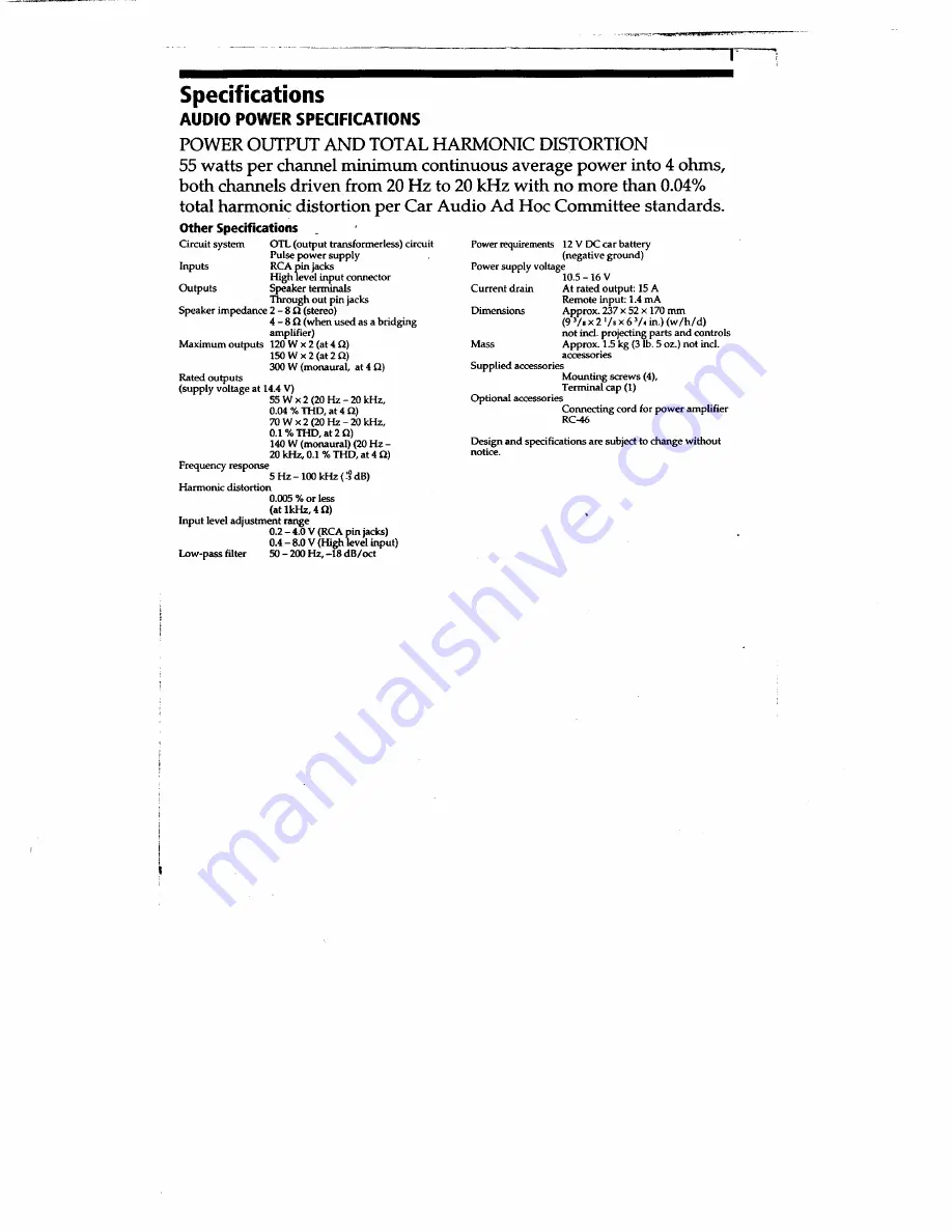 Sony XM-255EX Primary Operating Instructions Manual Download Page 16