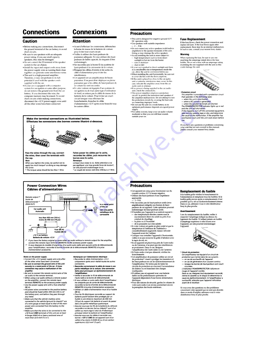 Sony XM-DS1300P5 Operating & Mounting Service Manual Download Page 4