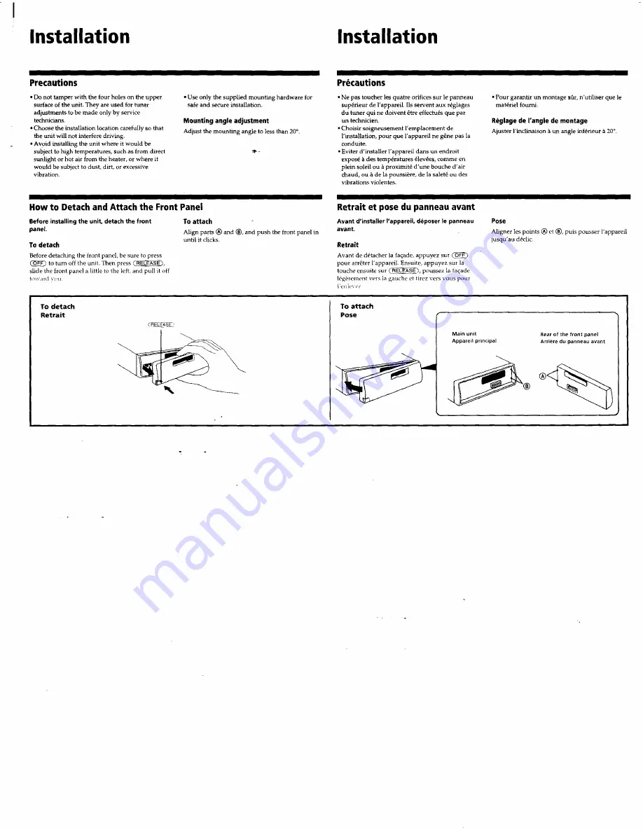 Sony XR-1890 Operating Instructions Manual Download Page 20