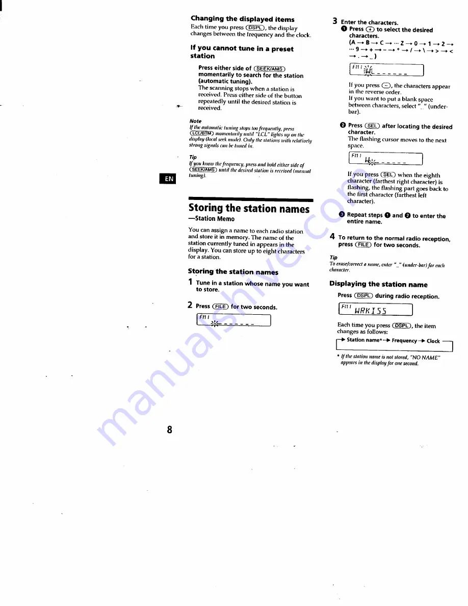 Sony XR-C450 Operating Instructions Manual Download Page 8