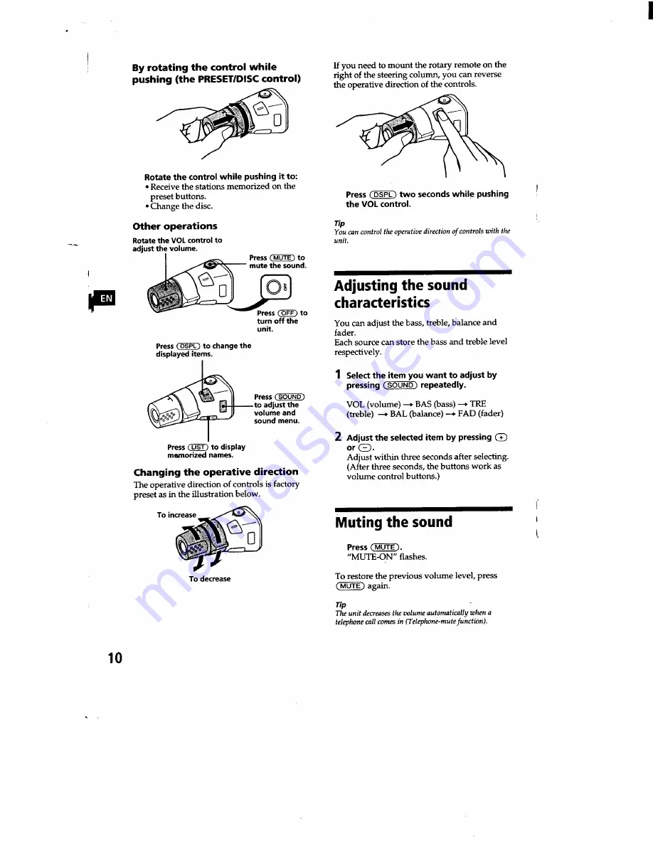 Sony XR-C500 Primary Operating Instructions Manual Download Page 10