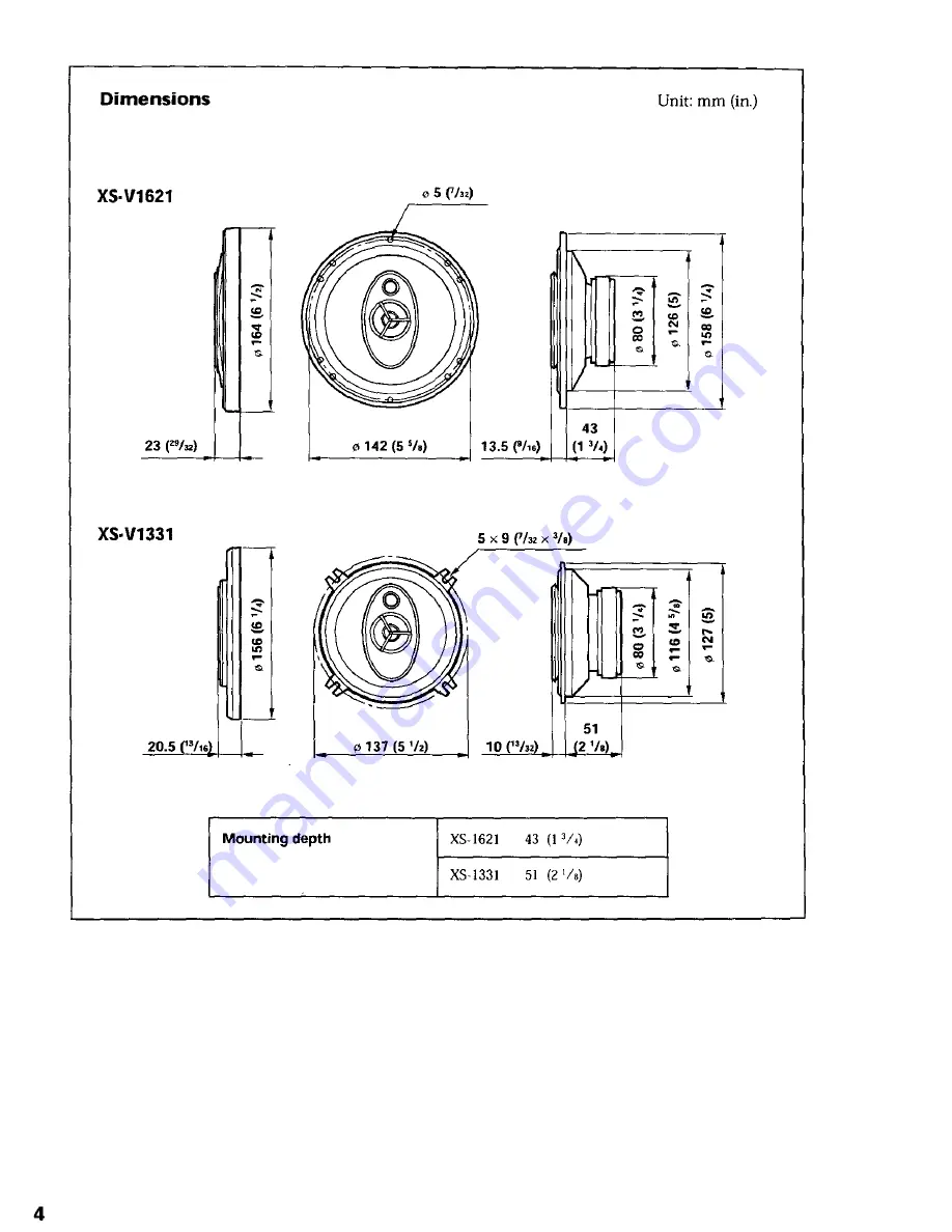 Sony XS-V1331 Скачать руководство пользователя страница 4