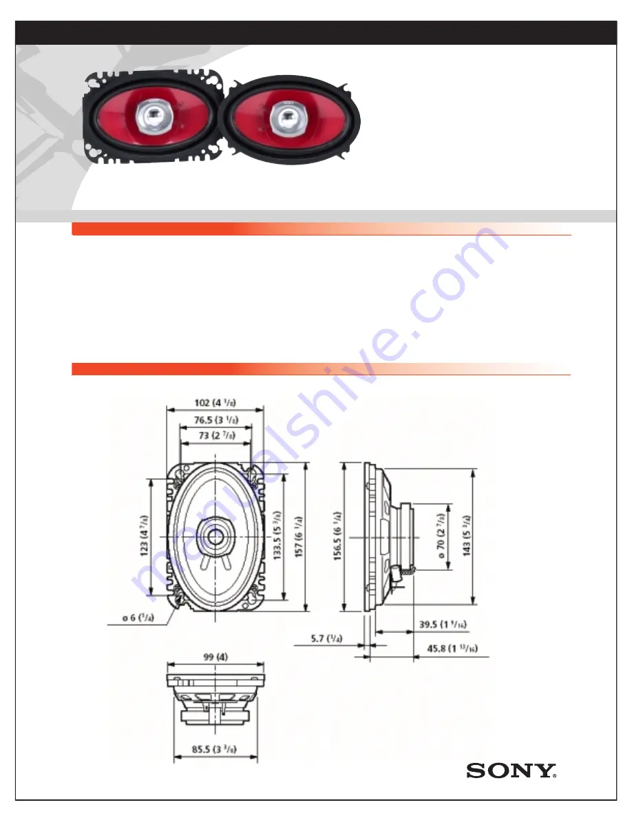 Sony XS-W4621 Marketing Specifications Download Page 1