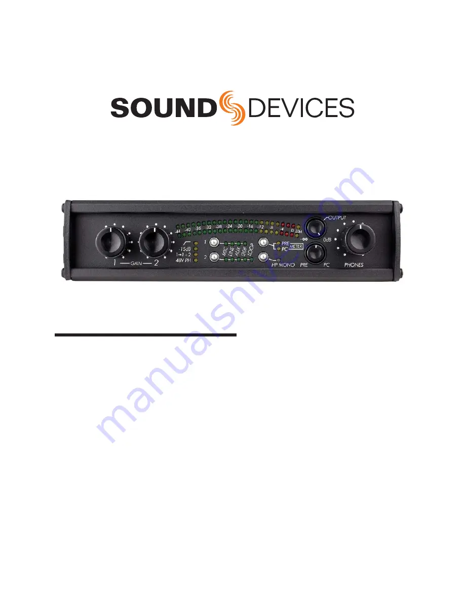 Sound Devices USBPre 2 User Manual And Technical Information Download Page 1