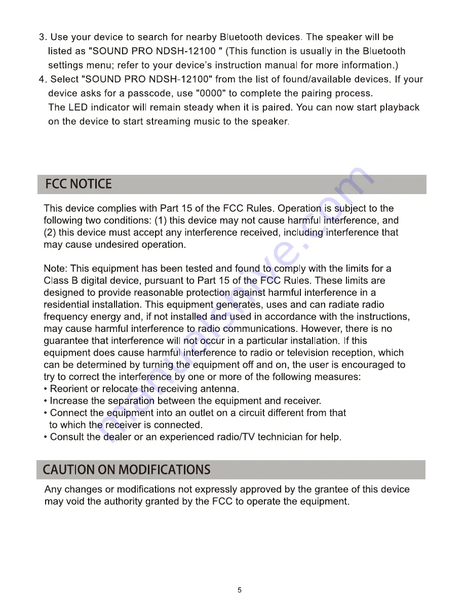 Sound Pro NDSH-12100 Instruction Manual Download Page 6