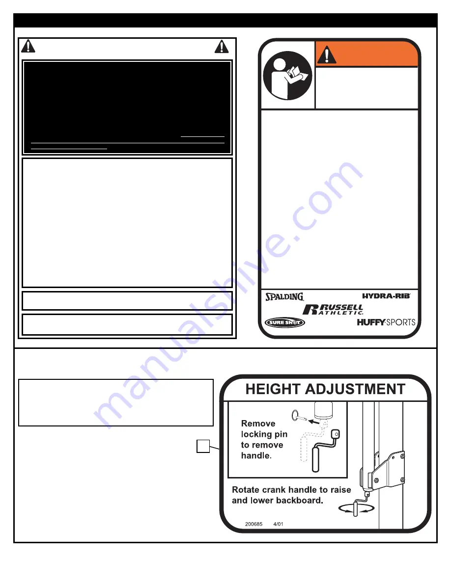 SPALDING M8809511 Owner'S Manual Download Page 2