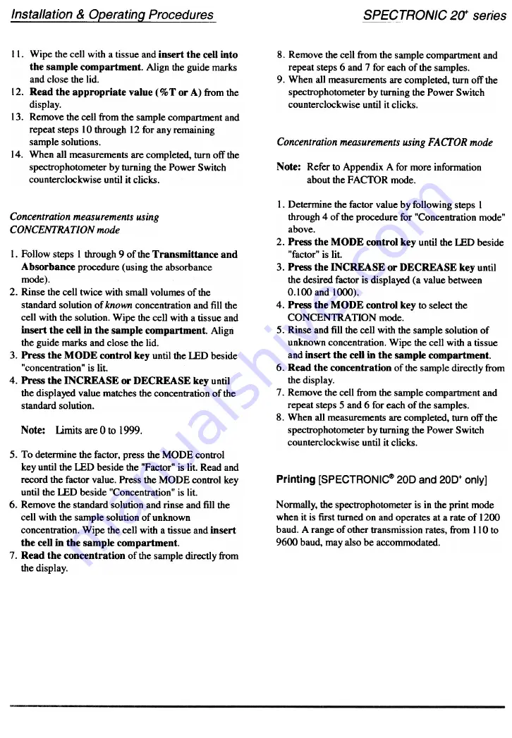 Spectronic 20 Operator'S Manual Download Page 5