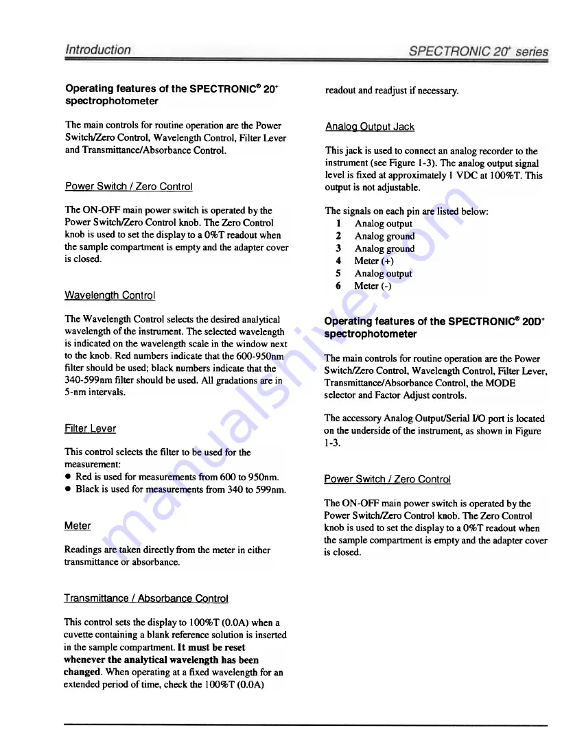 Spectronic 20 Operator'S Manual Download Page 16