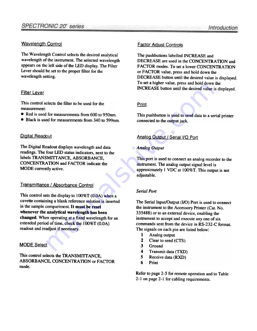 Spectronic 20 Operator'S Manual Download Page 17