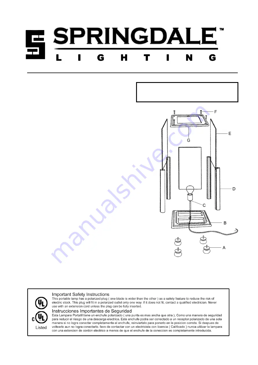 Springdale Lighting STA11096 Assembly Instructions Download Page 2