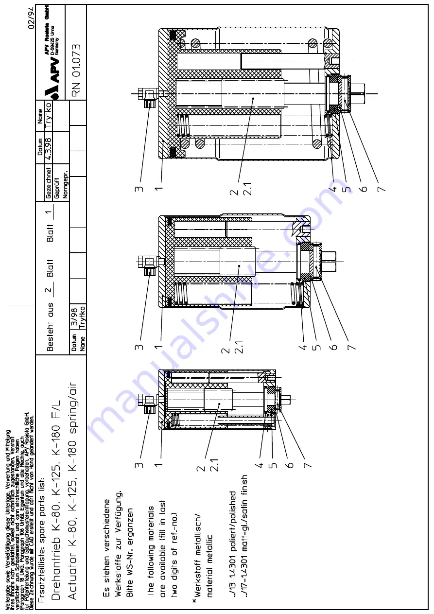 SPX APV DELTA D2 Operating Manual Download Page 27