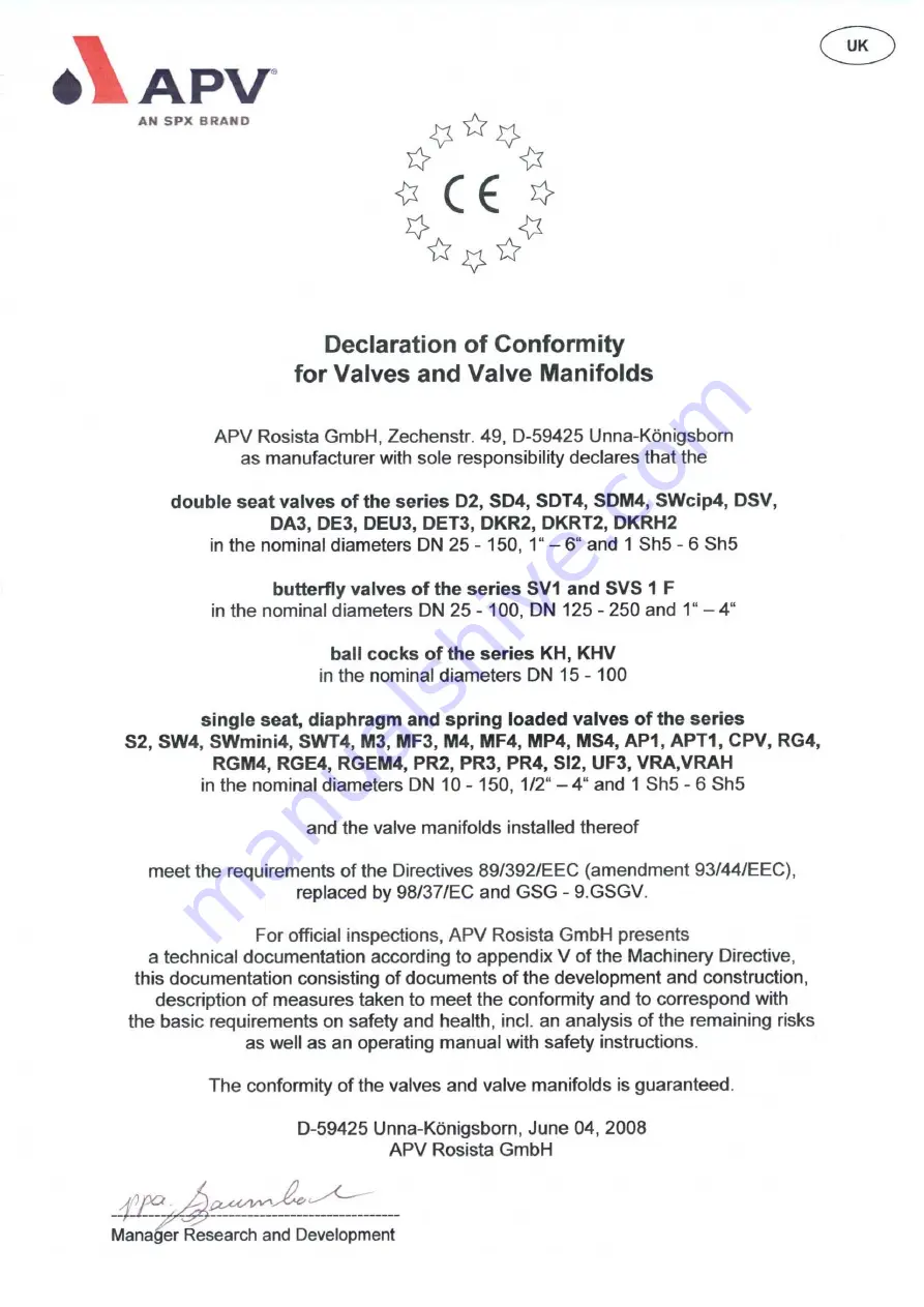 SPX APV DELTA MS4 Operating Manual Download Page 3