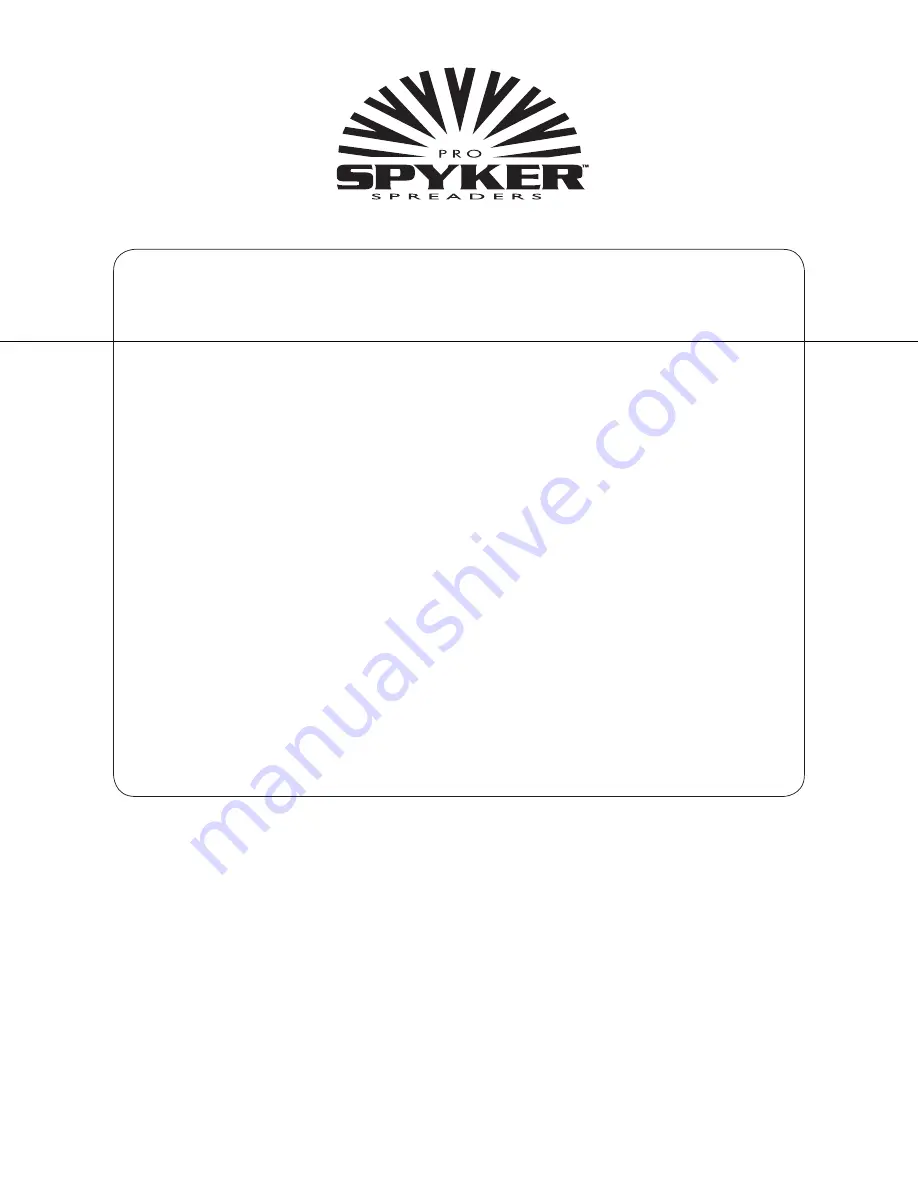 SPYKER S100-12011 Operator'S Manual Download Page 16