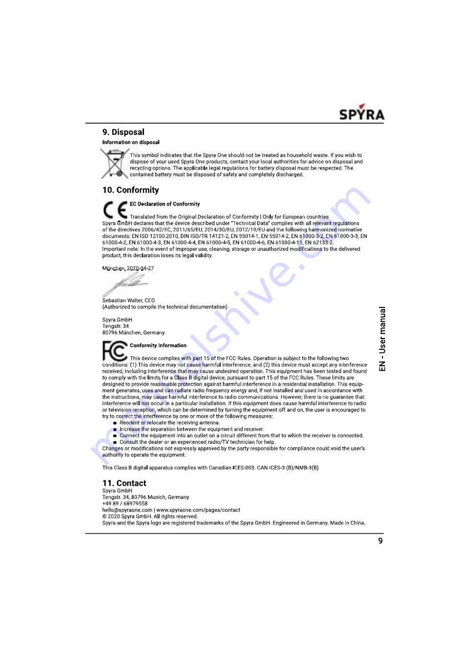 SPYRA One User Manual Download Page 9