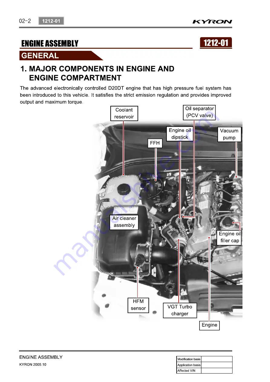 SSANGYONG Kyron D100 2005 Manual Download Page 148