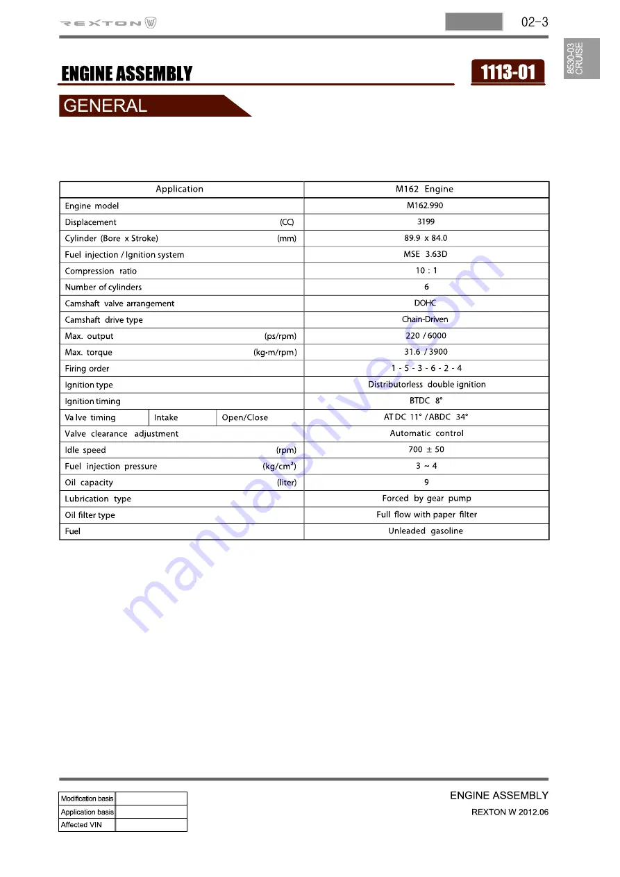 SSANGYONG Rexton Y290 2012 Manual Download Page 57