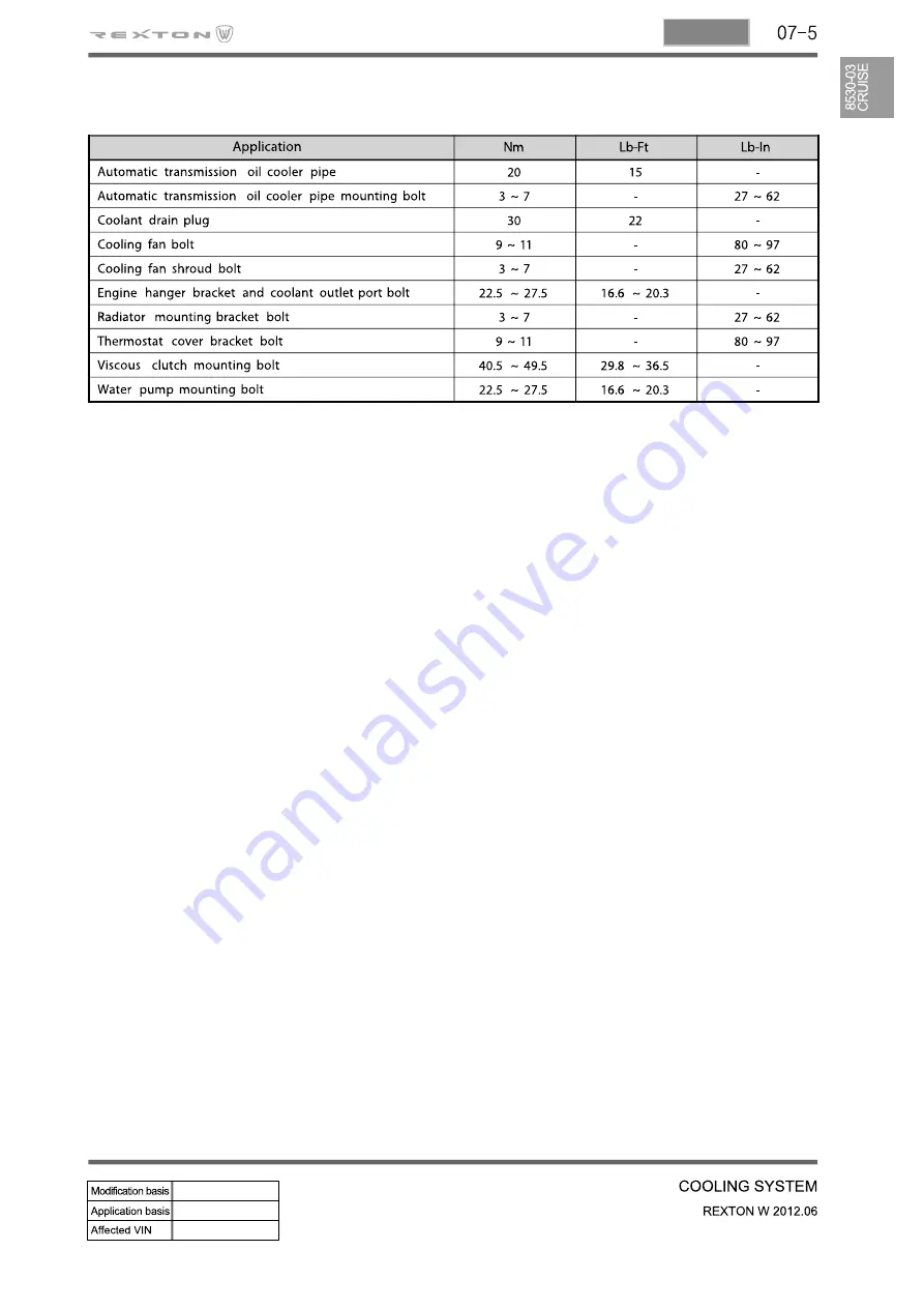 SSANGYONG Rexton Y290 2012 Manual Download Page 73