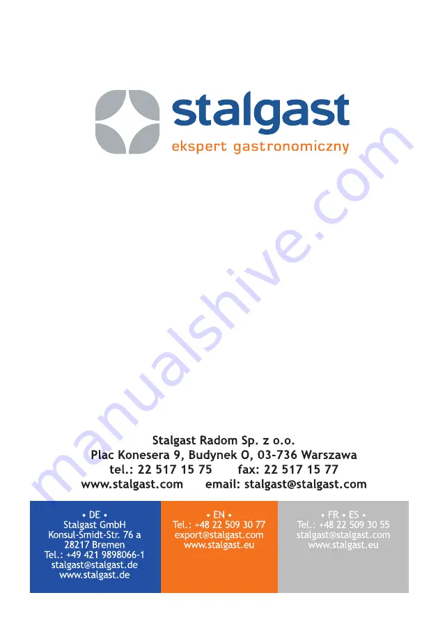 Stalgast 773001 Instruction Manual / Instructions For The Installer Download Page 95