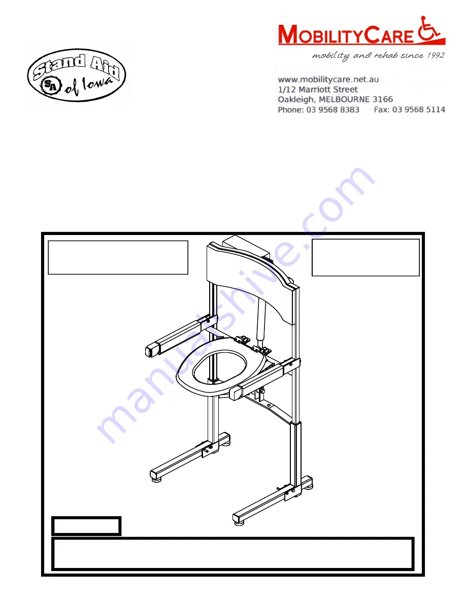 Stand Aid of Iowa Mobile Power Toilet Aid Скачать руководство пользователя страница 1