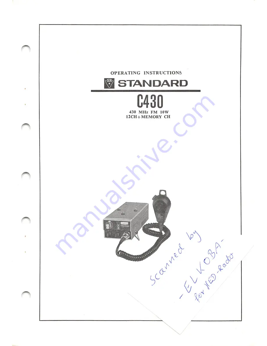 Standard C430 Operating Instructions Manual Download Page 1