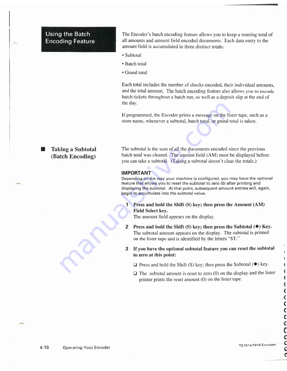 Standart Register TE1914 Operator'S Manual Download Page 50