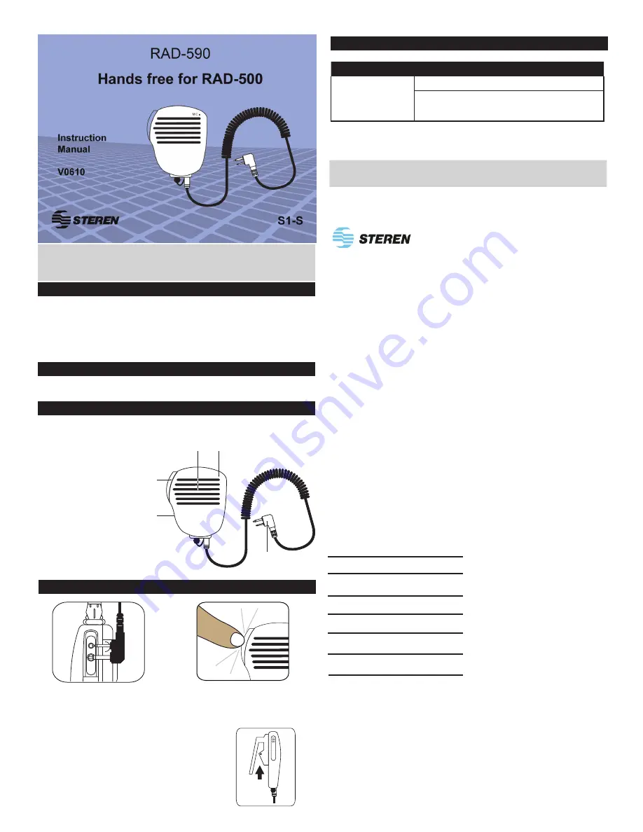 Steren RAD-500 Instruction Manual Download Page 1