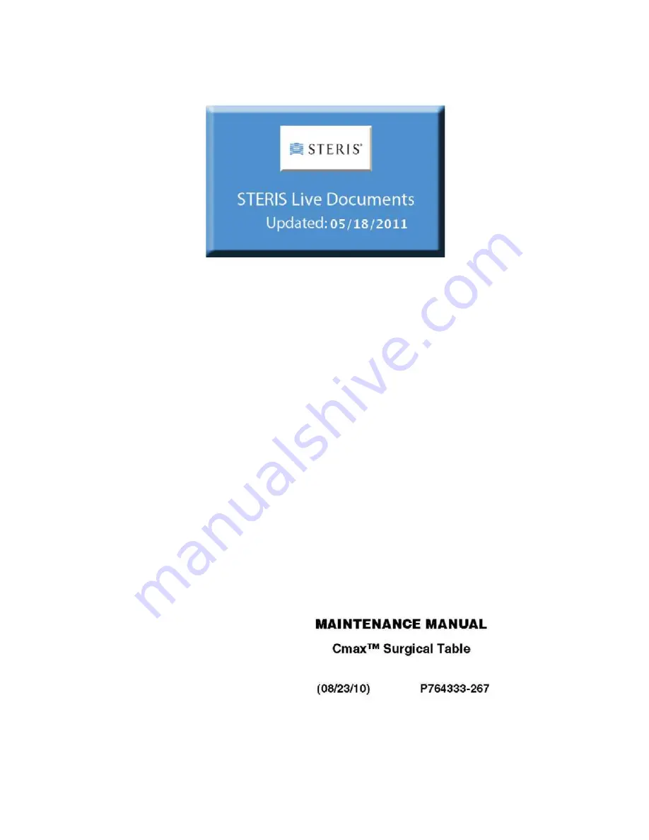 Steris Cmax Operator'S Manual Download Page 1