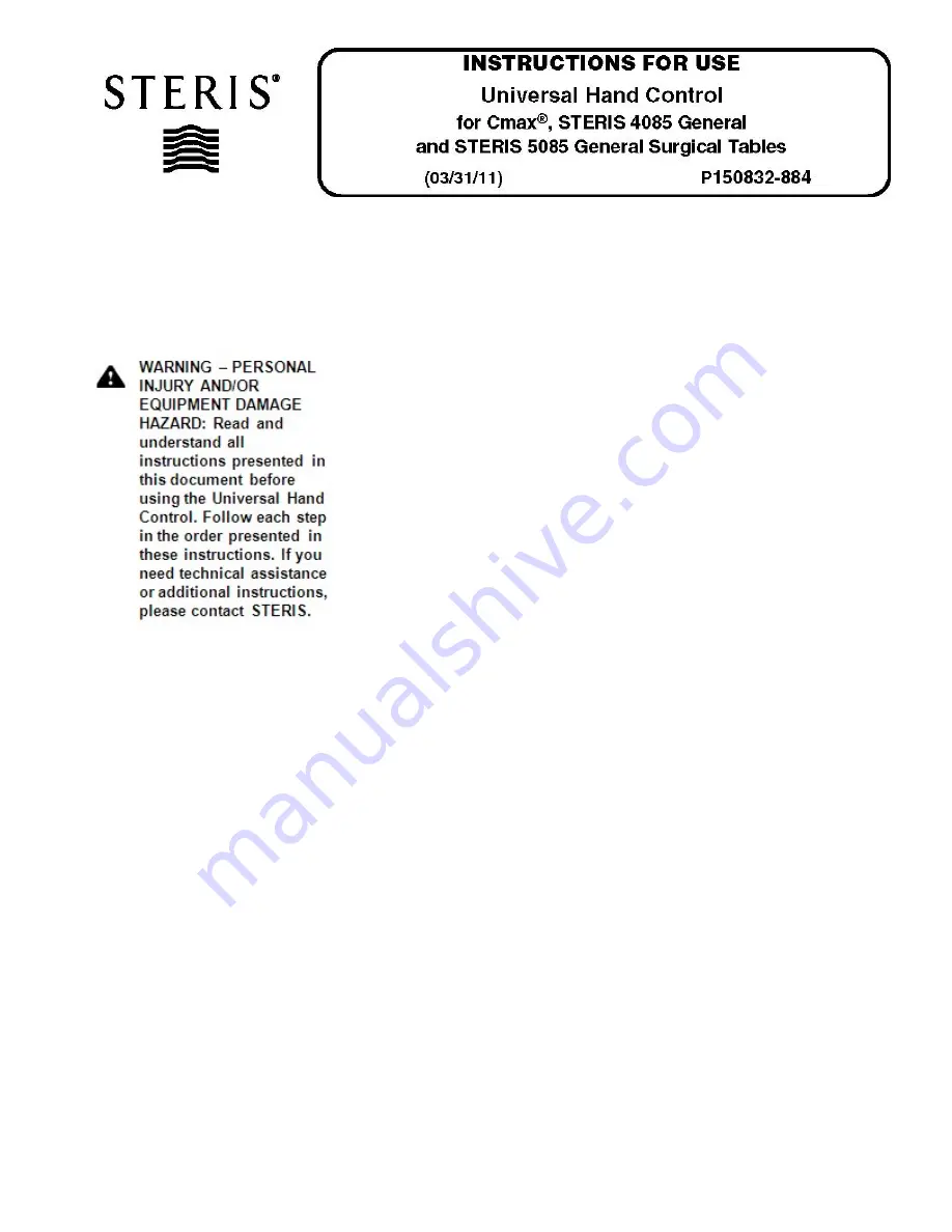 Steris Cmax Operator'S Manual Download Page 141