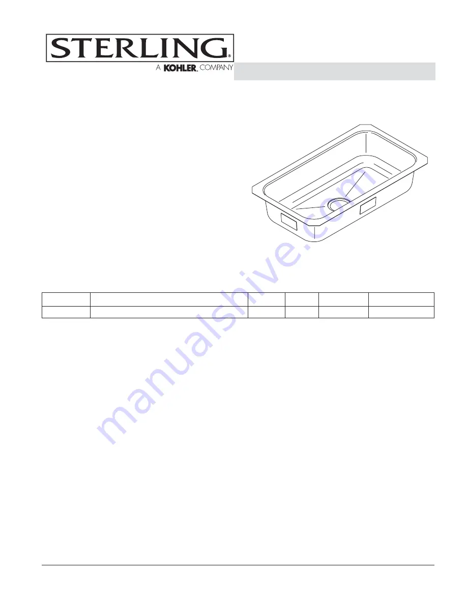 Sterling Plumbing 11605-NA Specification Sheet Download Page 1