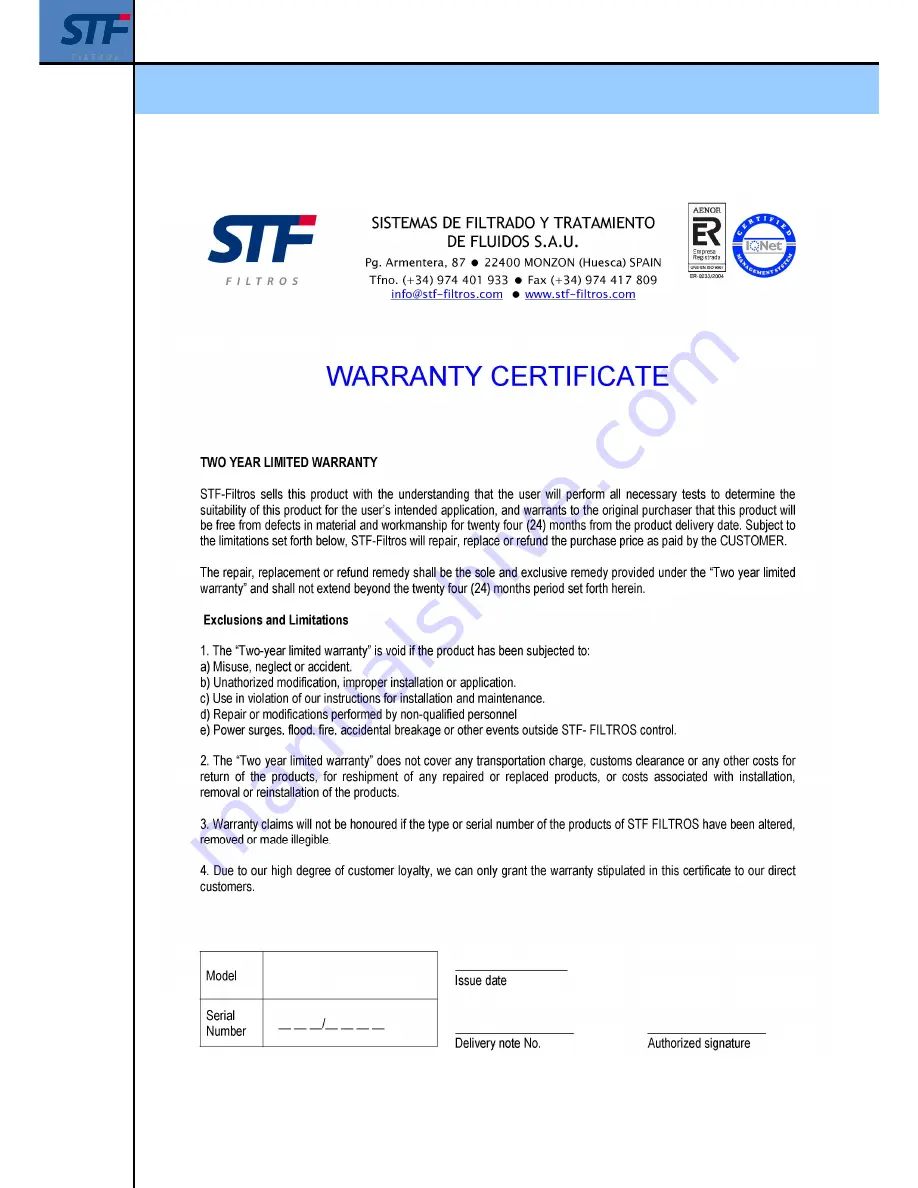 STF-Filtros FMA-2000 series Скачать руководство пользователя страница 7